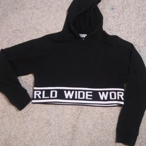 Forever 21 Wide World Rave Club Wear crop hoodie